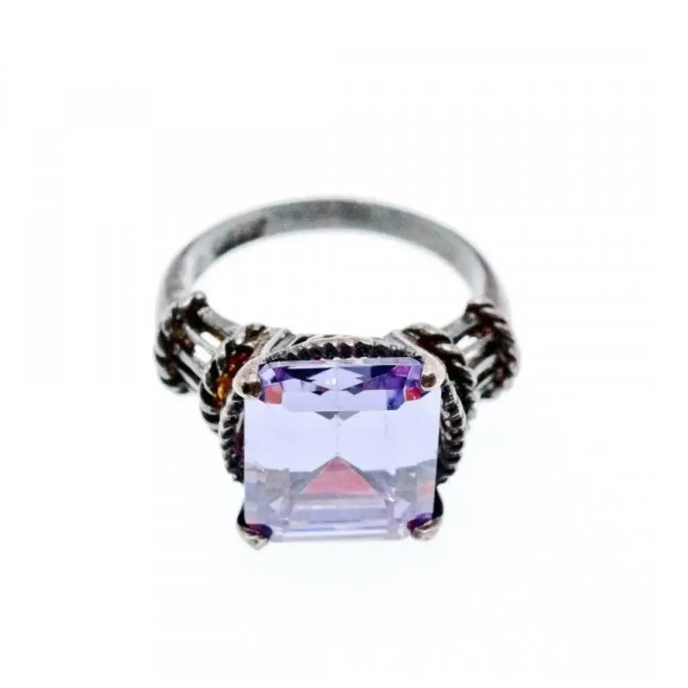 925 Sterling Silver Amethyst Ring Size 6.75